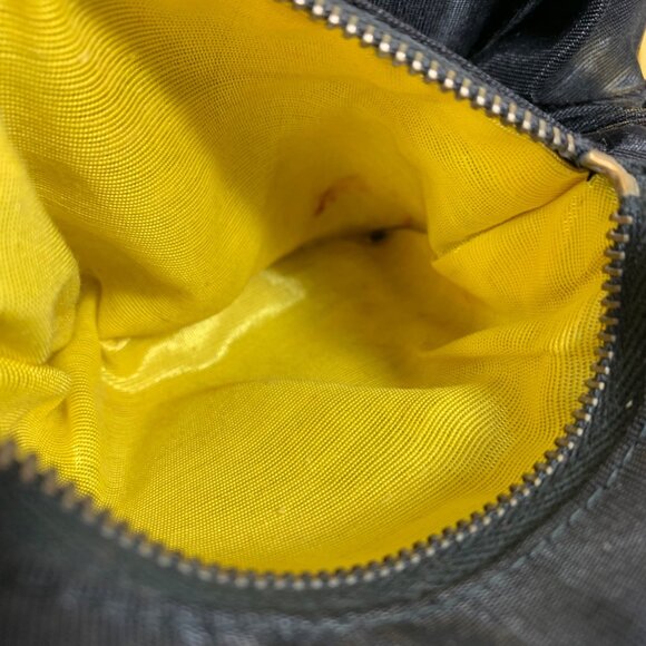 VTG JUMBO Coin Purse: Black Suede Saddle Shoulder Bag Gold Chain Handle & Frame - Picture 8 of 10